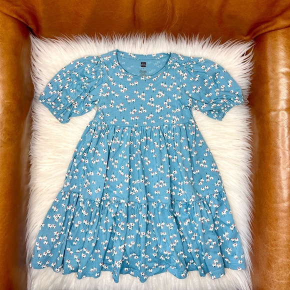 Tea Collection - Flowy Tiered Midi Dress - Mexican Hat Floral in Blue - Picture 2 of 12